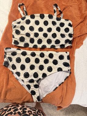 Eloquii Black Polka Dot Two-Piece Bikini Set